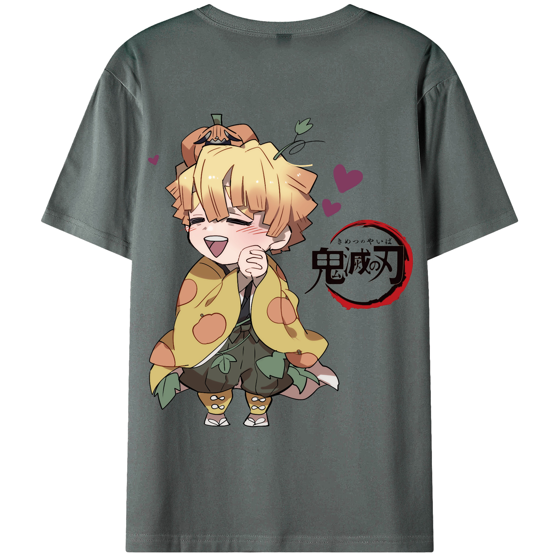 （画像用） 鬼滅の刃（きめつのやいば）我妻 善逸／あがつま ぜんいつ Agatsuma Zenitsu 綿100％ メンズ半袖Tシャツ（バックプリント） 通気性